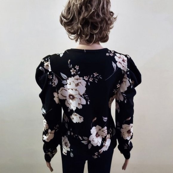 Verdusa Women's Gigot Long Puff Sleeve Round Neck Gingham Blouse Black L NWOT - Picture 3 of 3